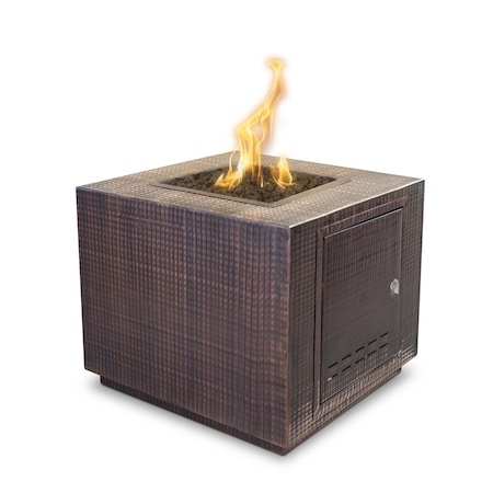 The Outdoor Plus 30 Square Forma Fire Pit - Copper - Spark Ignition with Flame Sense - Natural Gas OPT-3030SQCPRFSEN-NG